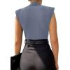 imageLYANER Womens Wraped V Neck Ruched Sleeveless Tank Leotard Bodysuit TopDusty Blue