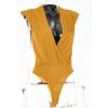 imageLYANER Womens Wraped V Neck Ruched Sleeveless Tank Leotard Bodysuit TopGinger