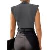 imageLYANER Womens Wraped V Neck Ruched Sleeveless Tank Leotard Bodysuit TopGray