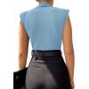 imageLYANER Womens Wraped V Neck Ruched Sleeveless Tank Leotard Bodysuit TopLight Blue