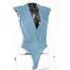 imageLYANER Womens Wraped V Neck Ruched Sleeveless Tank Leotard Bodysuit TopLight Blue