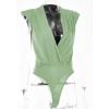 imageLYANER Womens Wraped V Neck Ruched Sleeveless Tank Leotard Bodysuit TopLight Green