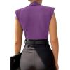 imageLYANER Womens Wraped V Neck Ruched Sleeveless Tank Leotard Bodysuit TopLight Purple