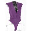 imageLYANER Womens Wraped V Neck Ruched Sleeveless Tank Leotard Bodysuit TopLight Purple
