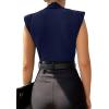 imageLYANER Womens Wraped V Neck Ruched Sleeveless Tank Leotard Bodysuit TopNavy