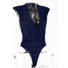 imageLYANER Womens Wraped V Neck Ruched Sleeveless Tank Leotard Bodysuit TopNavy