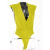 imageLYANER Womens Wraped V Neck Ruched Sleeveless Tank Leotard Bodysuit TopNeon Yellow