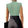 imageLYANER Womens Wraped V Neck Ruched Sleeveless Tank Leotard Bodysuit TopPea Green