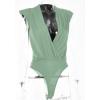 imageLYANER Womens Wraped V Neck Ruched Sleeveless Tank Leotard Bodysuit TopPea Green
