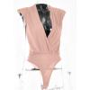 imageLYANER Womens Wraped V Neck Ruched Sleeveless Tank Leotard Bodysuit TopPink