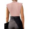imageLYANER Womens Wraped V Neck Ruched Sleeveless Tank Leotard Bodysuit TopPink