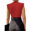 imageLYANER Womens Wraped V Neck Ruched Sleeveless Tank Leotard Bodysuit TopRed