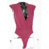 imageLYANER Womens Wraped V Neck Ruched Sleeveless Tank Leotard Bodysuit TopRose