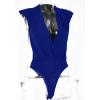 imageLYANER Womens Wraped V Neck Ruched Sleeveless Tank Leotard Bodysuit TopRoyal Blue