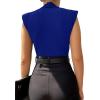 imageLYANER Womens Wraped V Neck Ruched Sleeveless Tank Leotard Bodysuit TopRoyal Blue