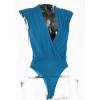 imageLYANER Womens Wraped V Neck Ruched Sleeveless Tank Leotard Bodysuit TopTeal