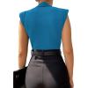 imageLYANER Womens Wraped V Neck Ruched Sleeveless Tank Leotard Bodysuit TopTeal