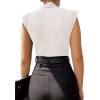imageLYANER Womens Wraped V Neck Ruched Sleeveless Tank Leotard Bodysuit TopWhite