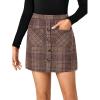imageLYANER Womens Fall Winter Plaid Mini Skirt High Waist Button Zipper Bodycon Pencil Short Skirts with PocketsRed