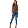 imageLYANER Womens Basic Mock Neck Stretch Sheer Mesh Long Sleeve Bodysuit Leotard TopBrown