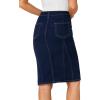 imageLYANER Womens Casual Denim High Waisted Stretch Bodycon Pencil Knee Length Straight Jean Midi Skirt with PocketsDark Blue