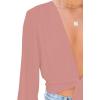 imageLYANER Womens Deep V Neck Tie Front Knot Long Sleeve Sexy Wrap Crop Top Blouse Dusty Pink XLarge