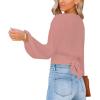 imageLYANER Womens Deep V Neck Tie Front Knot Long Sleeve Sexy Wrap Crop Top Blouse Dusty Pink XLarge
