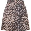 imageLYANER Womens Faux Suede Leopard Print High Waist Zipper Mini ALine Short SkirtBeige
