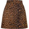 imageLYANER Womens Faux Suede Leopard Print High Waist Zipper Mini ALine Short SkirtBrown