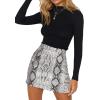 imageLYANER Womens Faux Suede Leopard Print High Waist Zipper Mini ALine Short SkirtGrey