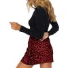 imageLYANER Womens Faux Suede Leopard Print High Waist Zipper Mini ALine Short SkirtRed