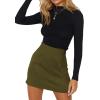 imageLYANER Womens Faux Suede Leopard Print High Waist Zipper Mini ALine Short SkirtSolid Army Green
