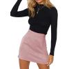 imageLYANER Womens Faux Suede Leopard Print High Waist Zipper Mini ALine Short SkirtSolid Pink