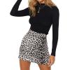 imageLYANER Womens Faux Suede Leopard Print High Waist Zipper Mini ALine Short SkirtWhite