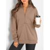 imageLYANER Womens Half Zip Oversized Sweatshirts Pullover Long Sleeve Hoodies Casual Sweater with PocketsKhaki