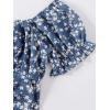 imageLYANER Womens Ruffle Short Sleeve Tie Up Back Crop Top Off Shoulder Bardot BlouseFloral Blue1