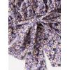 imageLYANER Womens Ruffle Short Sleeve Tie Up Back Crop Top Off Shoulder Bardot BlouseFloral Purple1