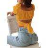 imageLYANER Womens Ruffle Short Sleeve Tie Up Back Crop Top Off Shoulder Bardot BlouseGinger