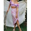 imageLYANER Womens Ruffle Short Sleeve Tie Up Back Crop Top Off Shoulder Bardot BlouseLavender