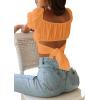 imageLYANER Womens Ruffle Short Sleeve Tie Up Back Crop Top Off Shoulder Bardot BlouseLight Orange