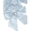 imageLYANER Womens Ruffle Short Sleeve Tie Up Back Crop Top Off Shoulder Bardot BlouseSatin Baby Blue