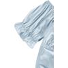 imageLYANER Womens Ruffle Short Sleeve Tie Up Back Crop Top Off Shoulder Bardot BlouseSatin Baby Blue