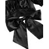 imageLYANER Womens Ruffle Short Sleeve Tie Up Back Crop Top Off Shoulder Bardot BlouseSatin Black