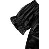 imageLYANER Womens Ruffle Short Sleeve Tie Up Back Crop Top Off Shoulder Bardot BlouseSatin Black