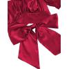 imageLYANER Womens Ruffle Short Sleeve Tie Up Back Crop Top Off Shoulder Bardot BlouseSatin Burgundy