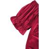 imageLYANER Womens Ruffle Short Sleeve Tie Up Back Crop Top Off Shoulder Bardot BlouseSatin Burgundy