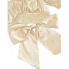 imageLYANER Womens Ruffle Short Sleeve Tie Up Back Crop Top Off Shoulder Bardot BlouseSatin Champagne