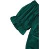 imageLYANER Womens Ruffle Short Sleeve Tie Up Back Crop Top Off Shoulder Bardot BlouseSatin Dark Green