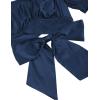 imageLYANER Womens Ruffle Short Sleeve Tie Up Back Crop Top Off Shoulder Bardot BlouseSatin Deep Blue