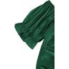 imageLYANER Womens Ruffle Short Sleeve Tie Up Back Crop Top Off Shoulder Bardot BlouseSatin Deep Green